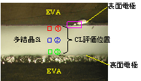 図3 カソードルミネッセンス(CL)
測定位置(①～③)