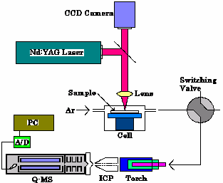 Fig.1 Experimental setup of LA-ICP-MS.